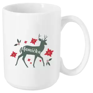 Vianočný hrnček Jeleň s kvetinami - mamička