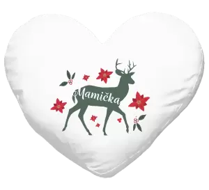 Vianočný vankúš Jeleň s kvetinami - mamička