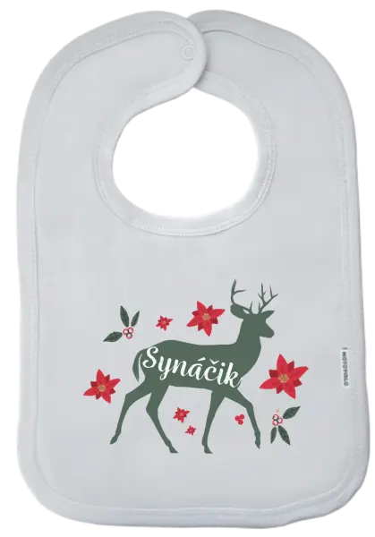 Detský podbradník Jeleň s kvetinami - synáčik
