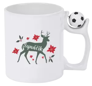 Vianočný hrnček Jeleň s kvetinami - synáčik