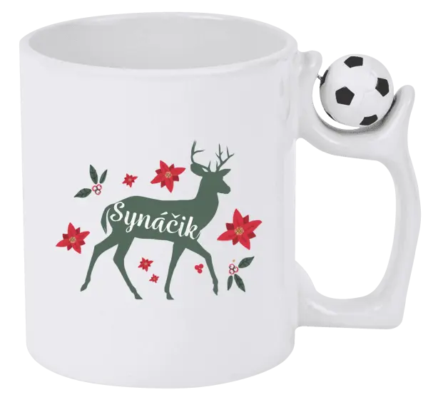 Vianočný hrnček Jeleň s kvetinami - synáčik