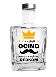 Fľaša, sklenená hranatá  Len najlepší ocino sa môže stať najlepším dedkom