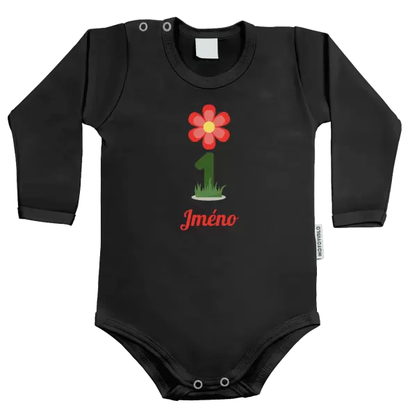 Dětské body Moje první narozeniny s kytičkou