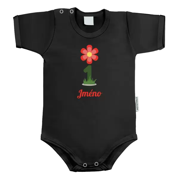 Dětské body Moje první narozeniny s kytičkou