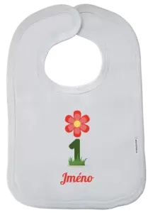 Dětský bryndák Moje první narozeniny s kytičkou