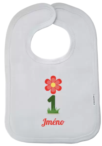 Dětský bryndák Moje první narozeniny s kytičkou