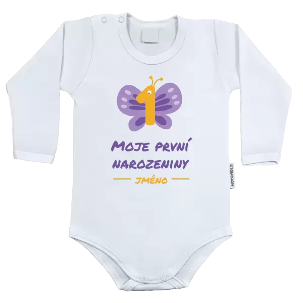 Dětské body Moje první narozeniny s motýlkem
