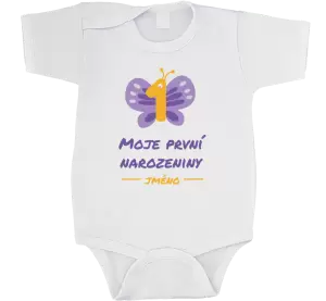 Dětské body Moje první narozeniny s motýlkem