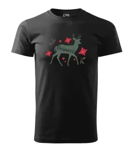Pánske vianočné tričko Jeleň s kvetinami - otec