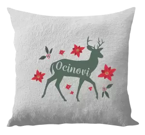 Vianočný vankúš Jeleň s kvetinami - otec