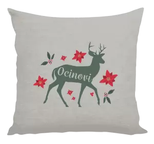 Vianočný vankúš Jeleň s kvetinami - otec