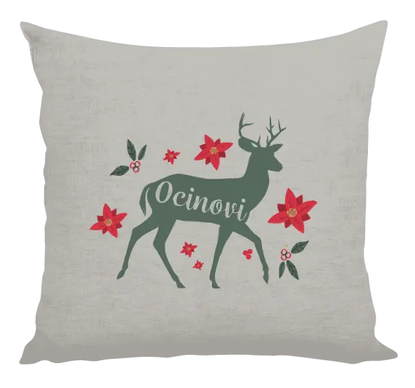 Vianočný vankúš Jeleň s kvetinami - otec