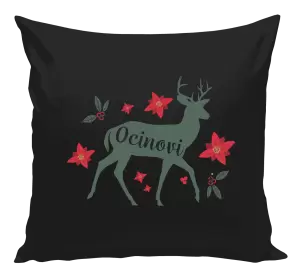 Vianočný vankúš Jeleň s kvetinami - otec