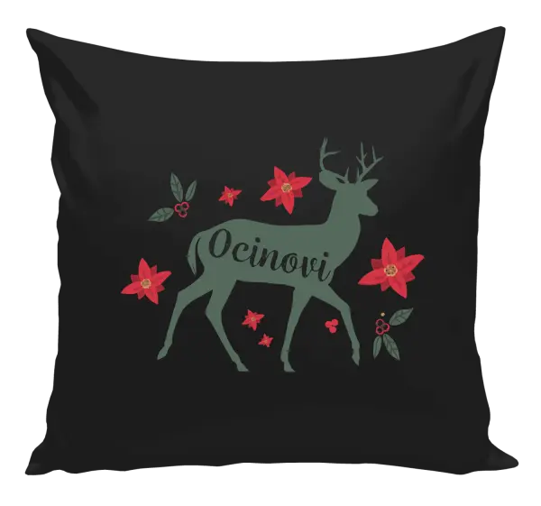 Vianočný vankúš Jeleň s kvetinami - otec