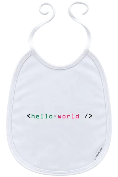 Detský podbradník Hello world