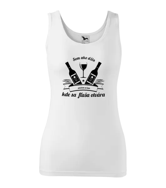 Dámske tielko Som ako džin, ukážem sa tam, kde sa fľaša otvára