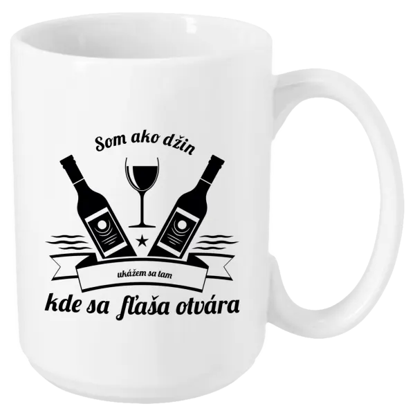 Hrnček Som ako džin, ukážem sa tam, kde sa fľaša otvára