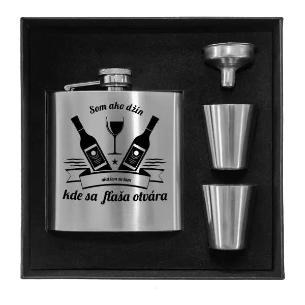 Ploskačka v krabičke Som ako džin, ukážem sa tam, kde sa fľaša otvára