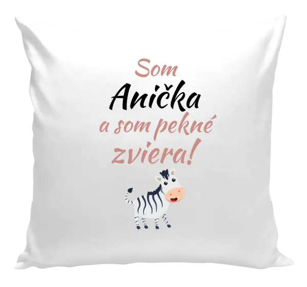 Vankúš Som meno a som pekné zviera! Zebra