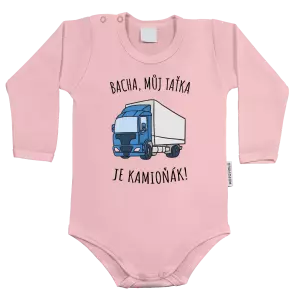 Dětské body s dlouhým rukávem Bacha, můj taťka je kamioňák!