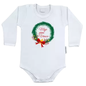 Dětské body s dlouhým rukávem Moje první Vánoce věneček