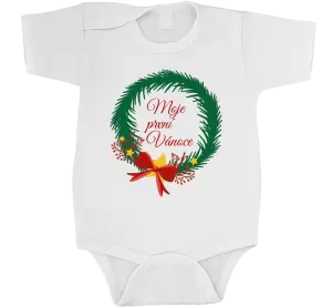 Dětské vánoční body Moje první Vánoce věneček