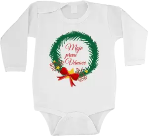 Dětské vánoční body Moje první Vánoce věneček