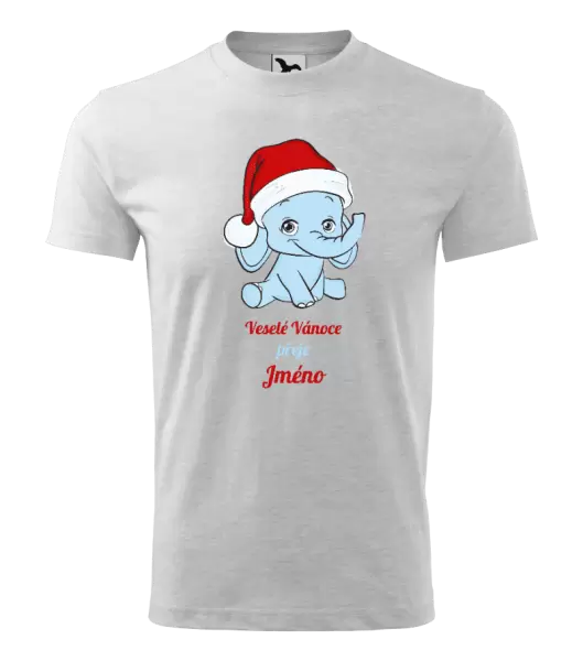 Dětské vánoční tričko Veselé vánoce přeje - modrý sloník