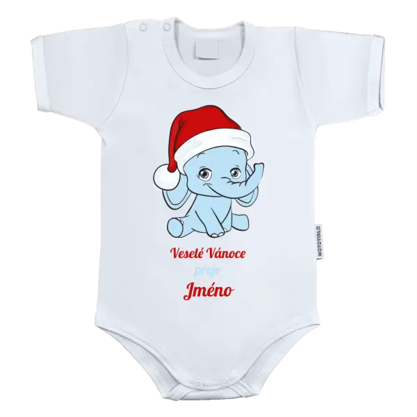 Dětské body Veselé vánoce přeje - modrý sloník