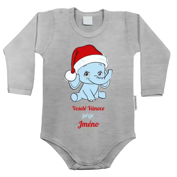 Dětské body Veselé vánoce přeje - modrý sloník