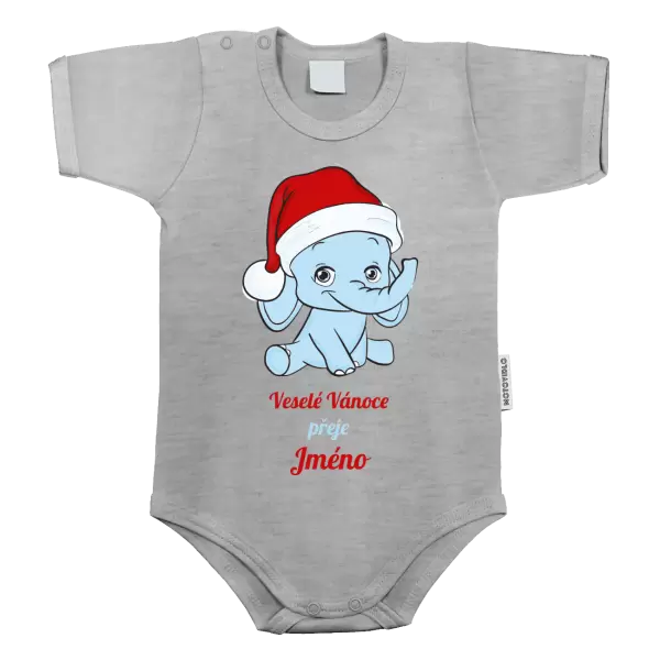 Dětské body Veselé vánoce přeje - modrý sloník