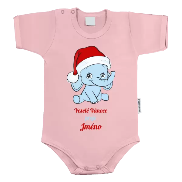 Dětské body Veselé vánoce přeje - modrý sloník