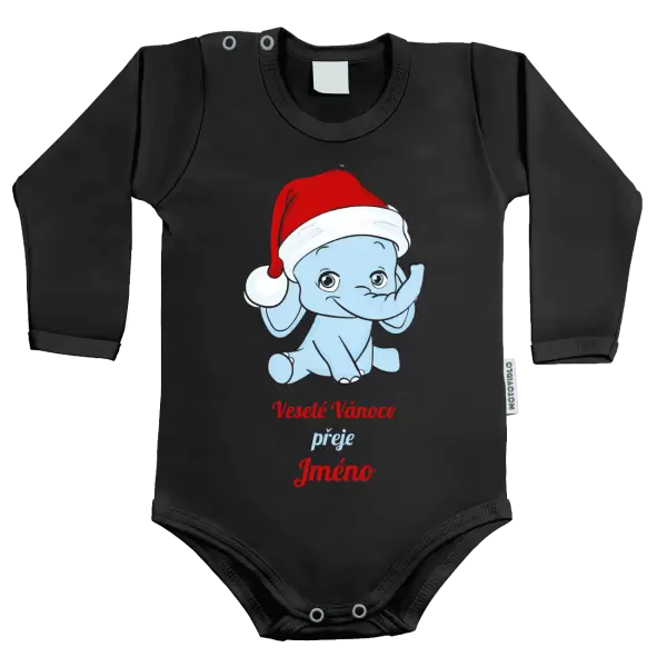 Dětské body Veselé vánoce přeje - modrý sloník