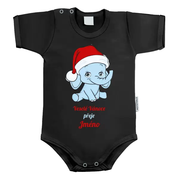 Dětské body Veselé vánoce přeje - modrý sloník