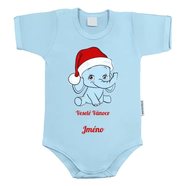 Dětské body Veselé vánoce přeje - modrý sloník