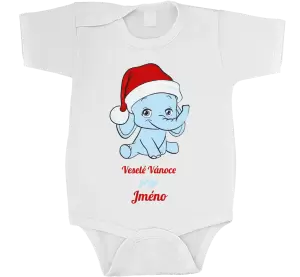 Dětské vánoční body Veselé vánoce přeje - modrý sloník