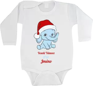 Dětské vánoční body Veselé vánoce přeje - modrý sloník