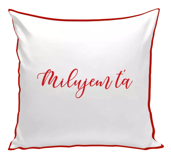 Vankúš Milujem ťa - nápis