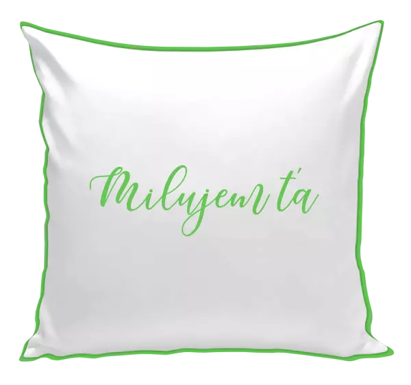 Vankúš Milujem ťa - nápis