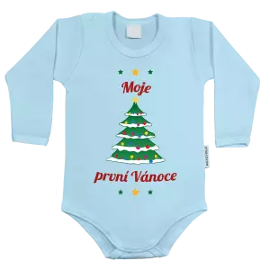 Dětské body s dlouhým rukávem Moje první Vánoce - stromeček s ozdobami