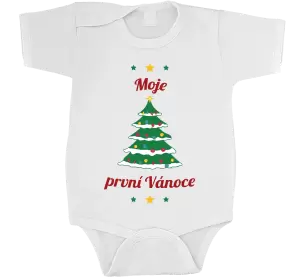 Dětské vánoční body Moje první Vánoce - stromeček s ozdobami