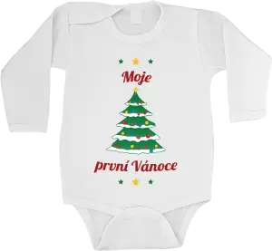 Dětské vánoční body Moje první Vánoce - stromeček s ozdobami