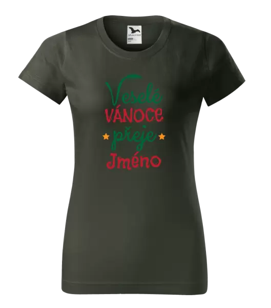 Dámské vánoční tričko Veselé Vánoce přeje
