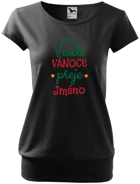 Dámské vánoční tričko Veselé Vánoce přeje