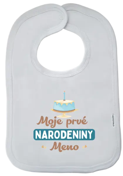 Detský podbradník Moje prvé narodeniny s tortou (modrá)