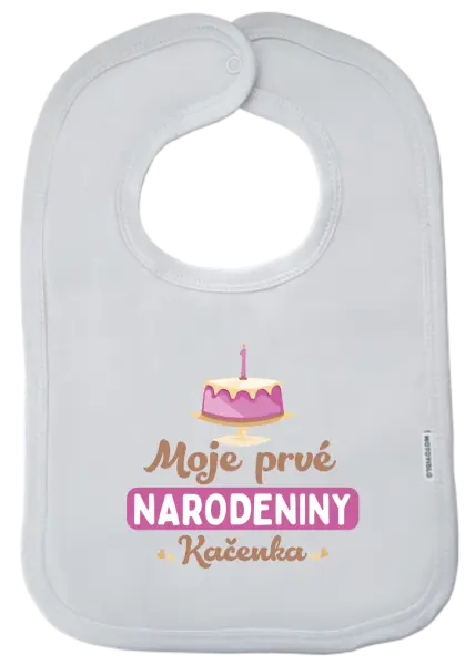 Detský podbradník Moje prvé narodeniny s tortou (ružová)