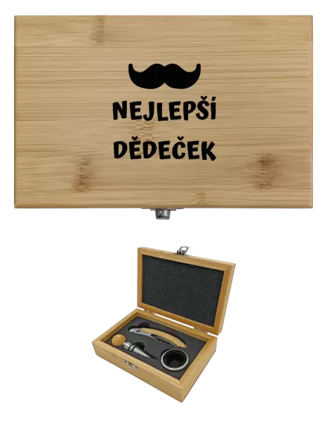 Sada k vínu dřevěná Nejlepší dědeček