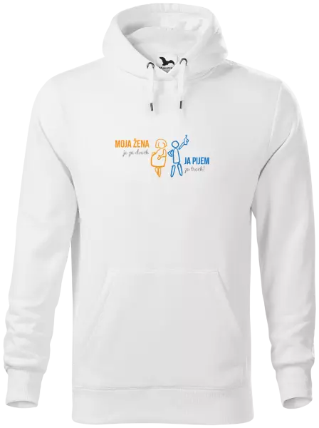 Pánska mikina Moja žena je za dvoch, ja pijem za troch! 
