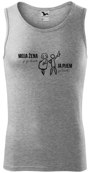 Pánske tielko Moja žena je za dvoch, ja pijem za troch! 