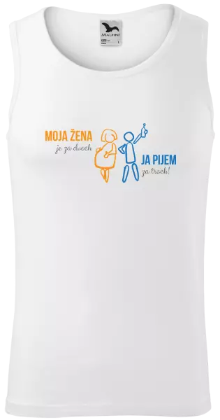 Pánske tielko Moja žena je za dvoch, ja pijem za troch! 